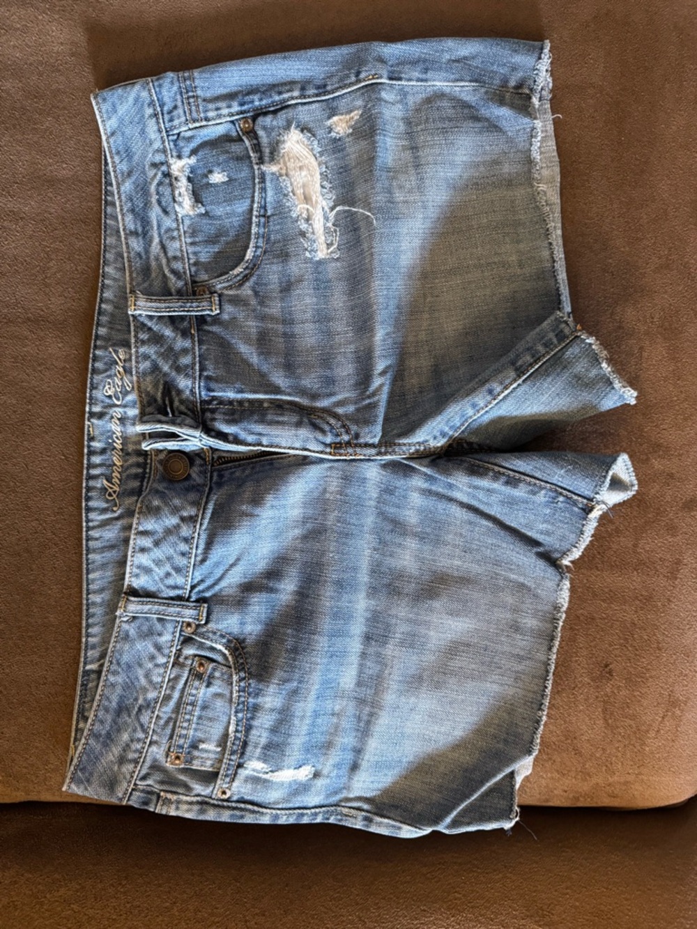 American Eagle Outfitters Light Blue Distressed Denim Shorts
